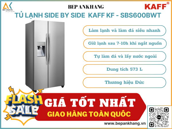 Tủ lạnh Side By Side Kaff KF - SBS600BWT - Thương hiệu Đức